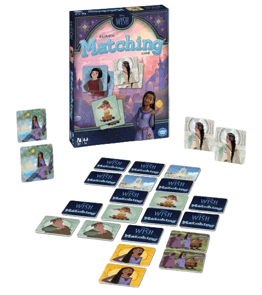 Board game set with cards and packaging on a white background