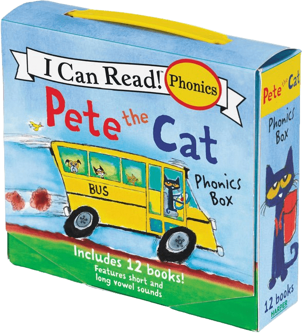 Pete the Cat 12-Book Phonics Fun!: A Box of 12 Mini-Books Featuring Short and Long Vowel Sounds