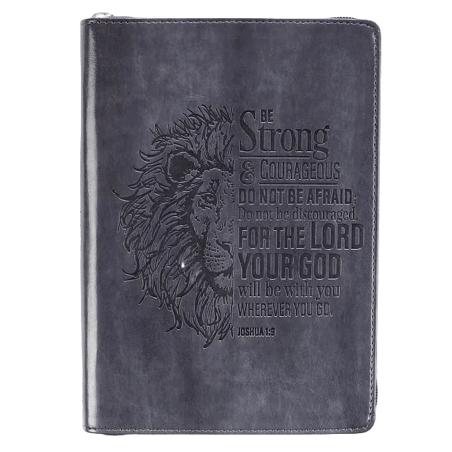 Be Strong & Courageous Classic Lux-Leather Zip Journal