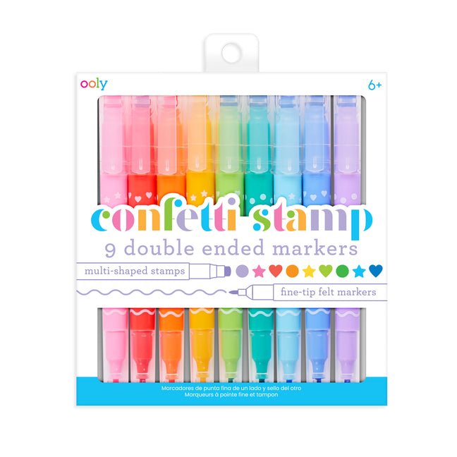 Confetti Stamp Double-Ended Markers - Set of 9 - Ingram