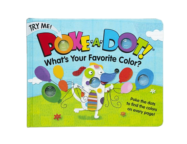 Poke-a-Dot book titled 'What's Your Favorite Color?' with colorful design on a white background