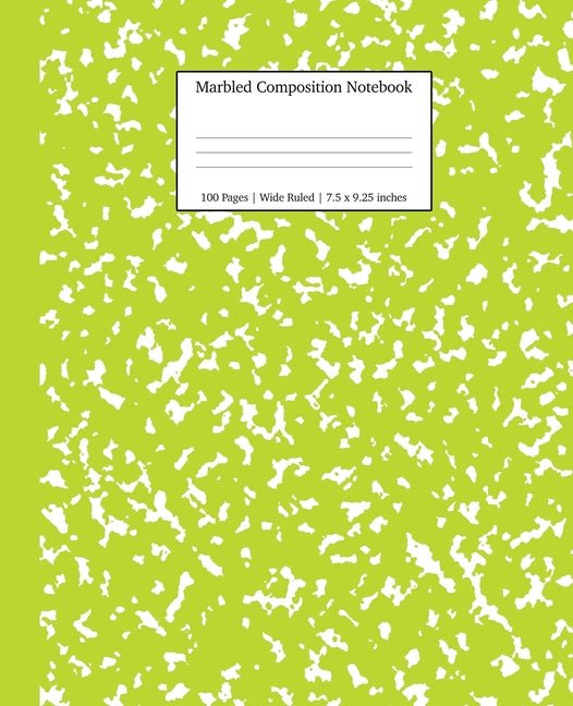 Marbled Composition Notebook: Green Marble Wide Ruled Paper Subject Book - Ingram