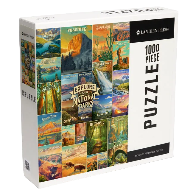 Oil Painting National Park Series - Collage - Explore Our National Parks -1000 Piece Puzzle