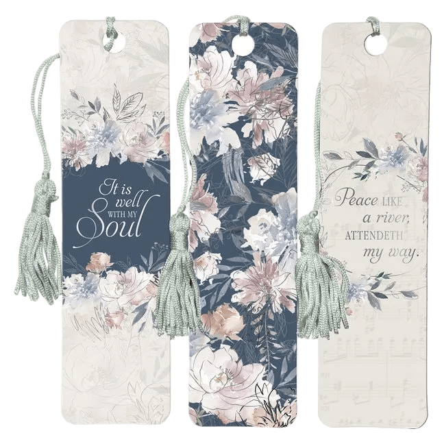 Christian Art Gifts Inspirational Paper Cardstock Faith-Based Bookmark Set: It Is Well with My Soul, Encouraging Message for School, Church, Reading B