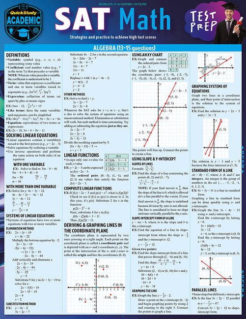 SAT Math Test Prep: A Quickstudy Laminated Reference Guide (Second Edition, New Edition, Updated & Revised) - Ingram