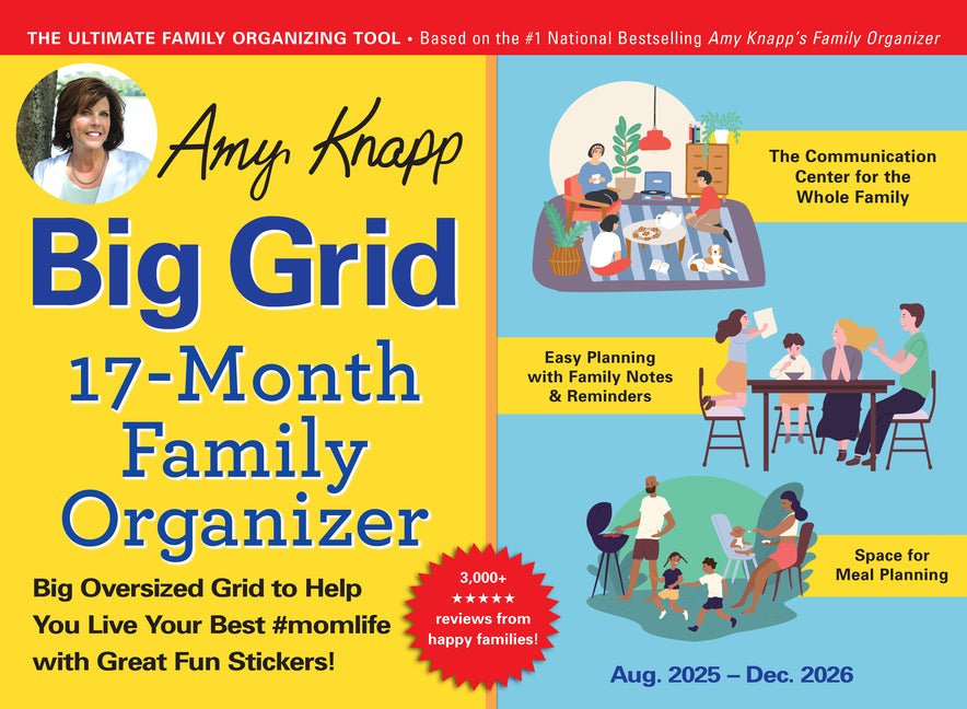 2026 Amy Knapp's Big Grid Family Organizer Wall Calendar: August 2025 - December 2026 - Ingram