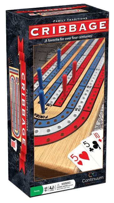 Box of Cribbage game with board and cards on a transparent background