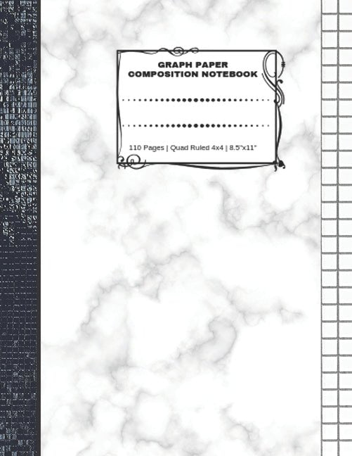 Graph Paper Composition Notebook: 110 Pages - Quad Ruled 4x4 - 8.5" x 11" Marble Large Notebook with Grid Paper - Math Notebook For Students - Ingram