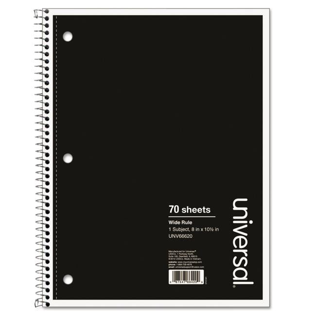 Wirebound Notebook, 8 X 10-1/2, Wide Ruled, 70 Sheets, Assorted Color Cover - Ingram