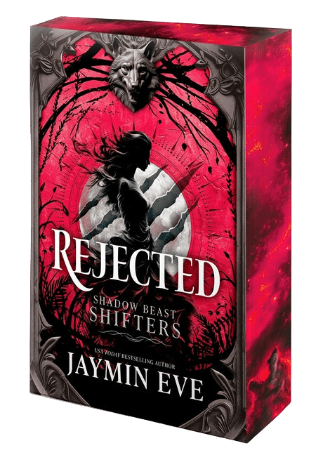 Book cover of 'Rejected' from 'Shadow Beast Shifters' series by Jaymin Eve with a red and black design.