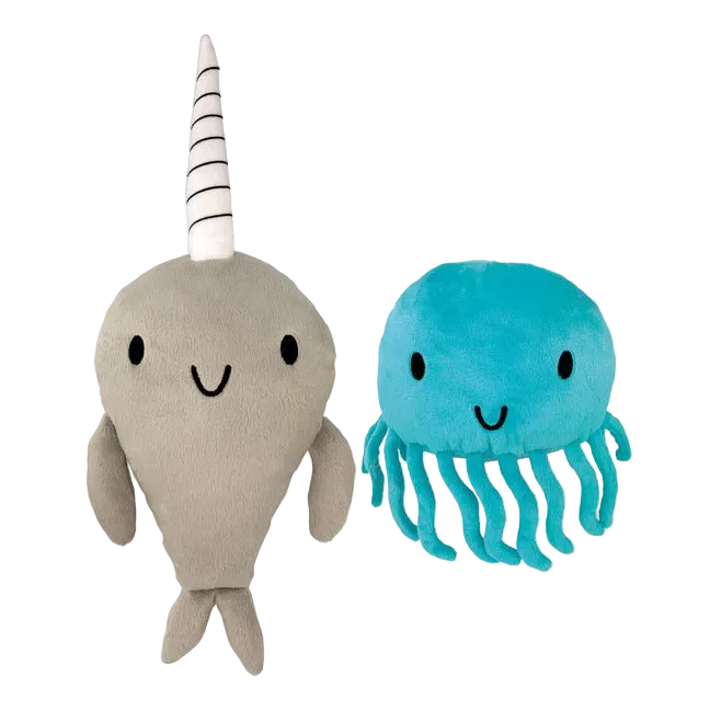 Narwhal and Jelly Plush Set: 14" and 7" w/Tentacles