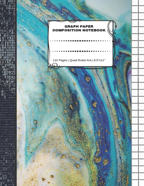 Graph Paper Composition Notebook: 110 Pages - Quad Ruled 4x4 - 8.5" x 11" Marble Large Notebook with Grid Paper - Math Notebook For Students - Ingram