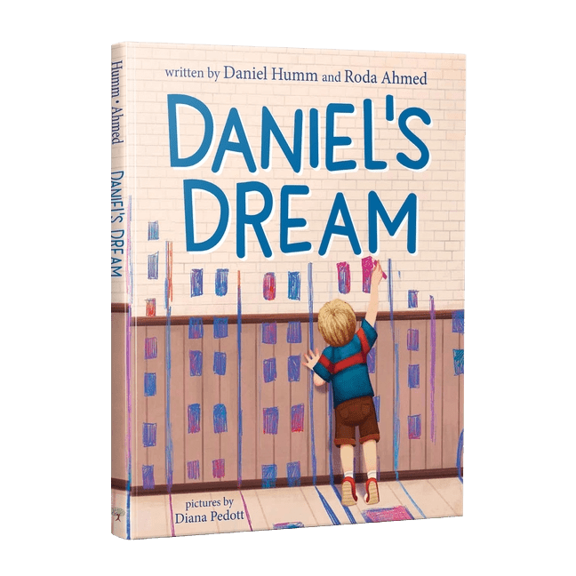Book cover of 'Daniel's Dream' with a child painting on a wall.