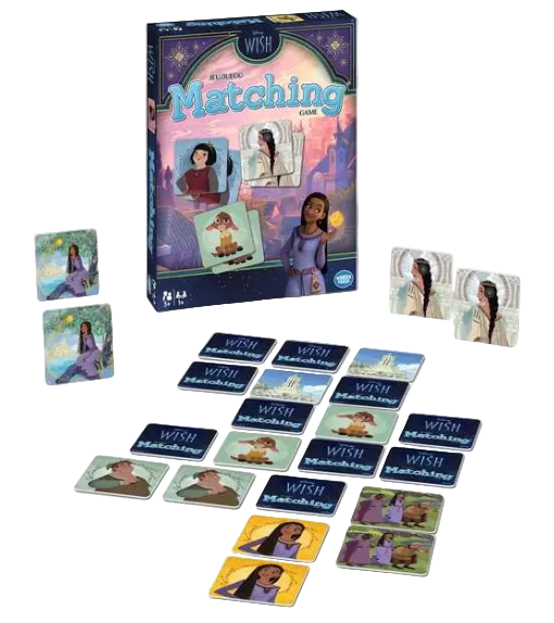 Board game set with cards and packaging on a white background