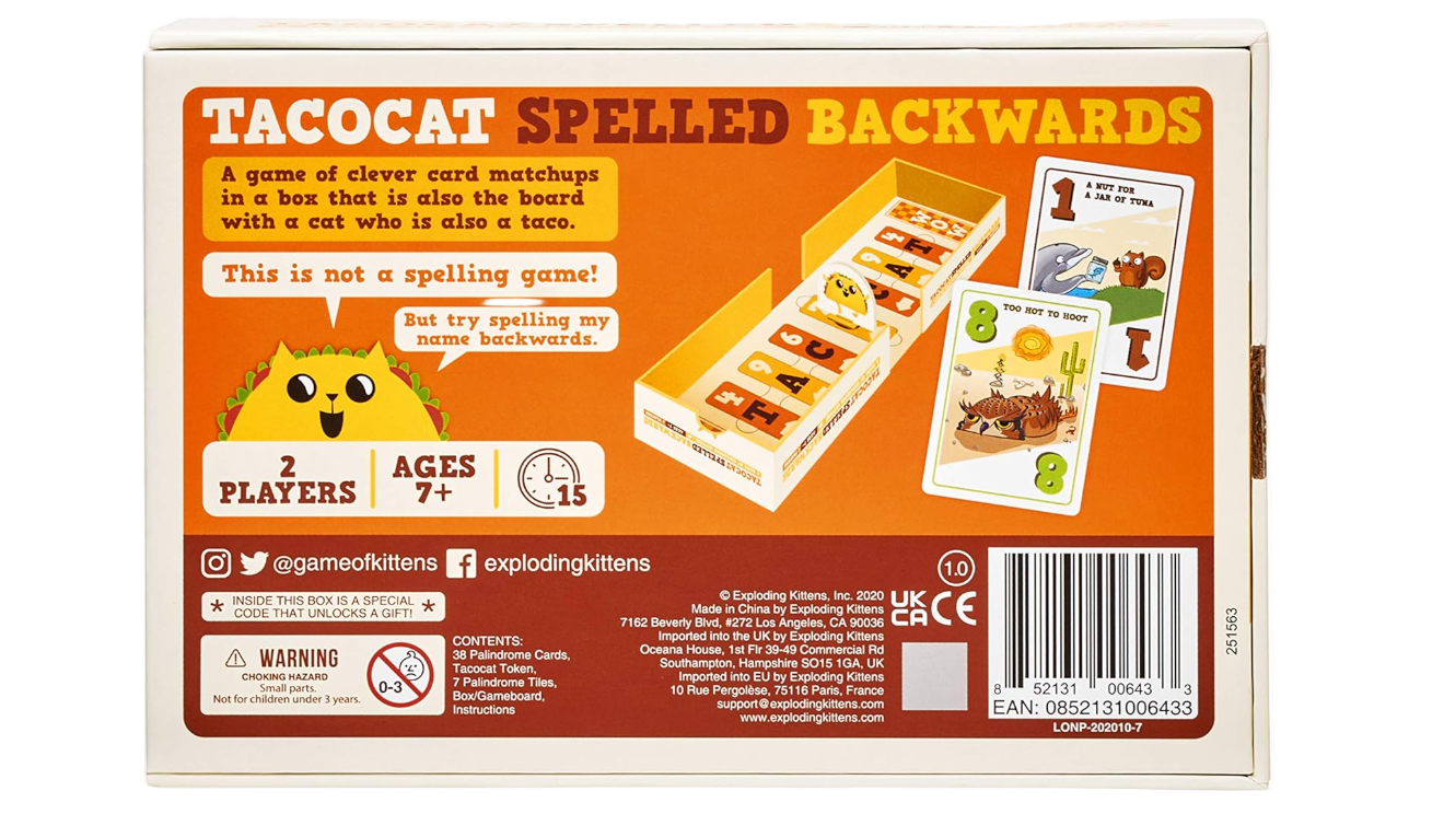 Exploding Kittens: Tacocat Spelled Backwards Game