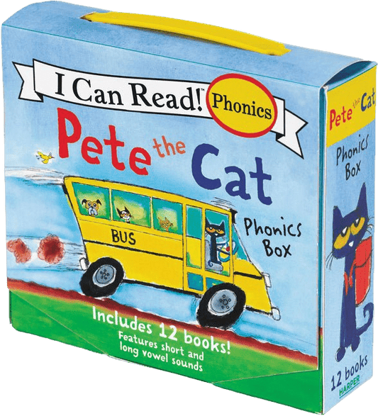 Pete the Cat 12-Book Phonics Fun!: A Box of 12 Mini-Books Featuring Short and Long Vowel Sounds