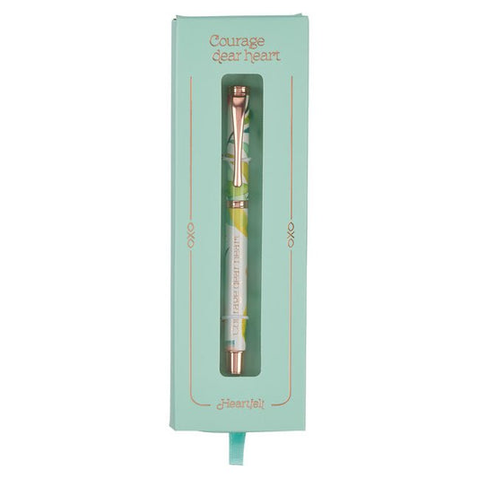 Heartfelt Ballpoint Pen Floral Orange Blossoms Courage Dear Heart, Gel Ink Black, .5mm Fine - Ingram