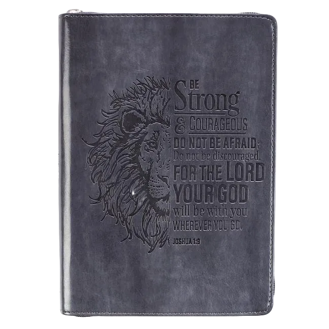 Be Strong & Courageous Classic Lux-Leather Zip Journal