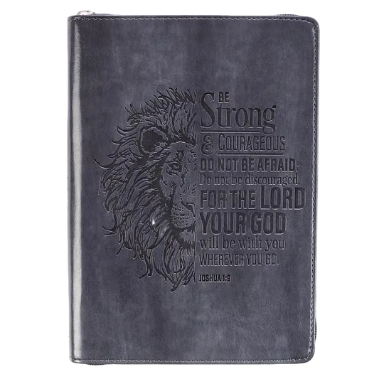 Be Strong & Courageous Classic Lux-Leather Zip Journal
