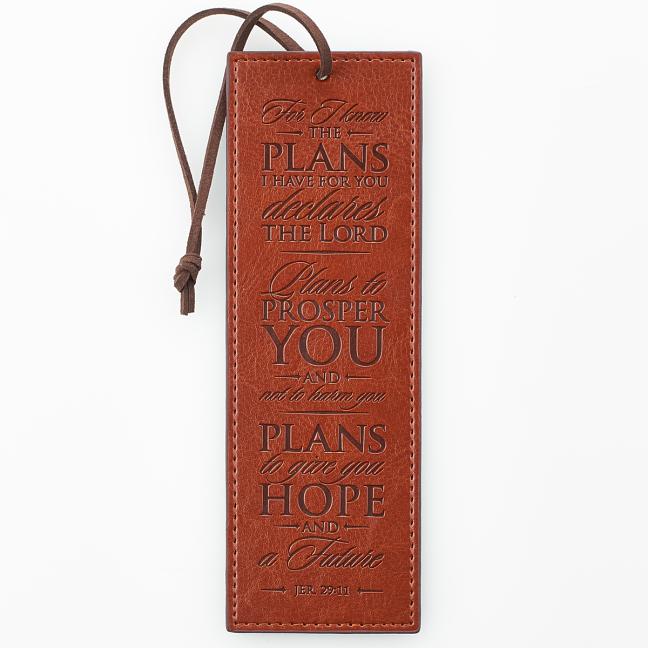 For I Know the Plans Brown Bookmark - Jeremiah 29:11 (4.99) [Imitation Leather] Christian Art Gifts - Ingram