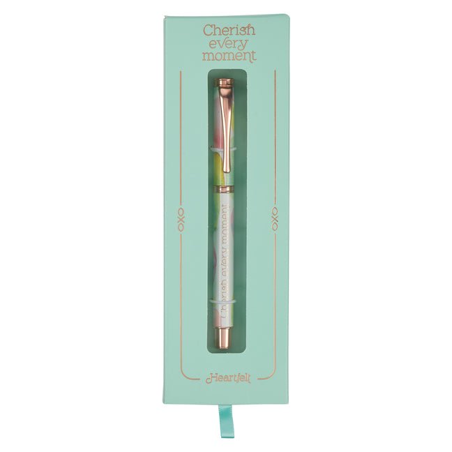 Heartfelt Ballpoint Pen Abstract Sea Glass Cherish Every Moment, Gel Ink Black, .5mm Fine - Ingram