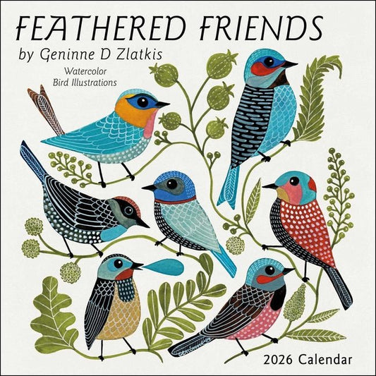 Feathered Friends 2026 Wall Calendar: Watercolor Bird Illustrations - Ingram