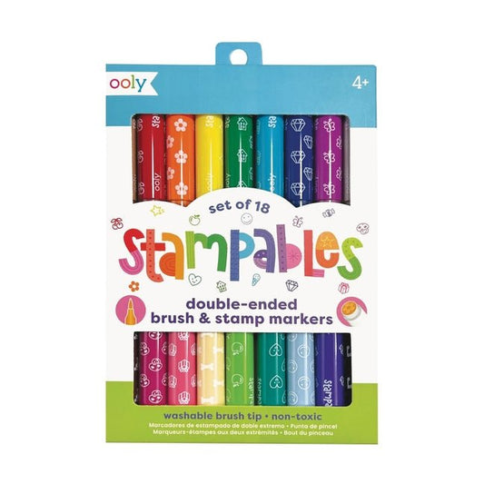 Stampables Double-Ended Stamp & Brush Markers: Set of 18 - Ingram
