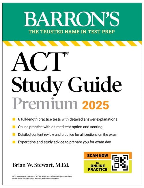 ACT Study Guide Premium, 2025: 6 Practice Tests + Comprehensive Review + Online Practice - Ingram