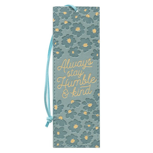 With Love Teal Faux Leather Bookmark for Women, Always Stay Humble & Kind Floral Debossed Design W/Gold Accents/Cord Tassel, Inspirational Encouraging - Ingram