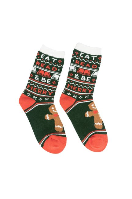 Eat, Read, & Be Merry Cozy Socks - Large - Ingram