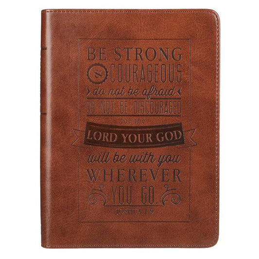 Christian Art Gifts Classic Handy-Sized Journal Be Strong and Courageous Joshua 1:9 Bible Verse Inspirational Scripture Notebook W/Ribbon, Faux Leathe - Ingram