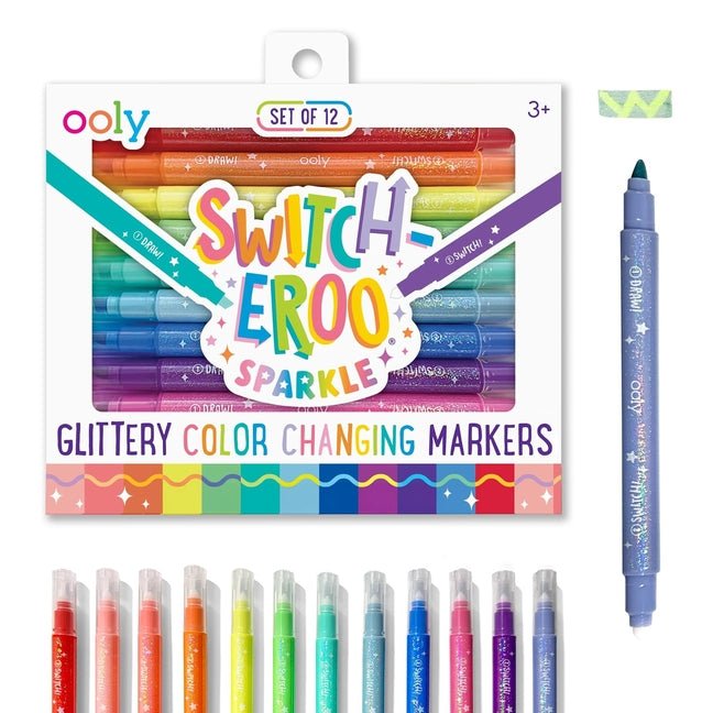 Switch-Eroo Sparkle Glittery Color Changing Markers - Set of 12 - Ingram