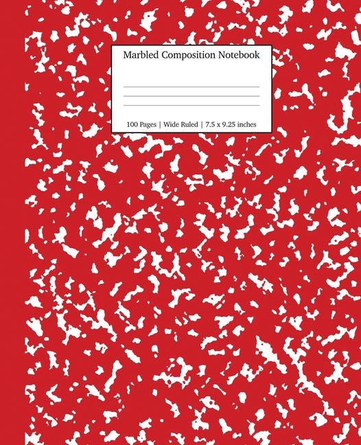 Marbled Composition Notebook: Red Marble Wide Ruled Paper Subject Book - Ingram