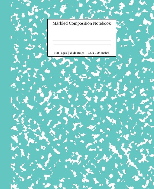 Marbled Composition Notebook: Turquoise Marble Wide Ruled Paper Subject Book - Ingram