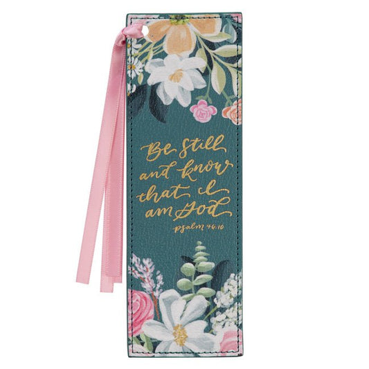 Bookmark Faux Leather Teal Be Still. Ps. 46:10 - Ingram