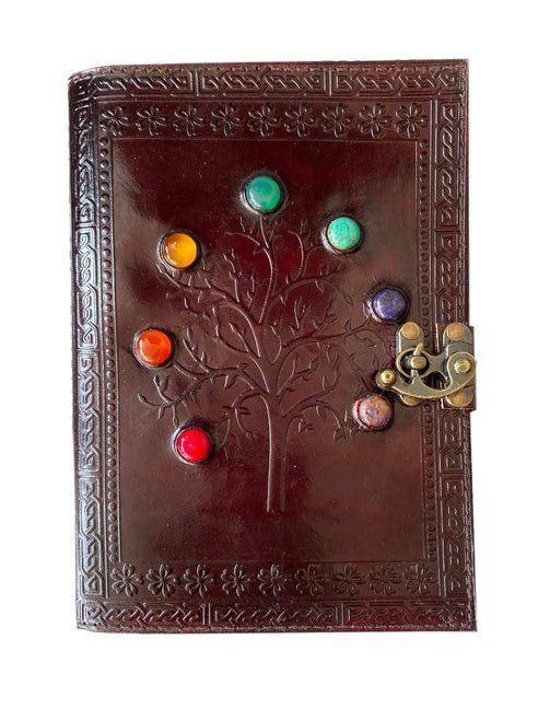Embossed Tree of Life Journal with Chakra Stones - Ingram