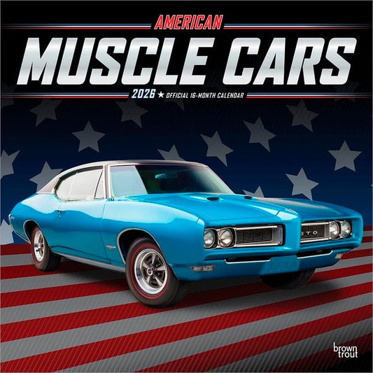 American Muscle Cars Official 2026 12 X 24 Inch (Hanging) Monthly Square Wall Calendar Foil Stamped Cover Plastic-Free - Ingram