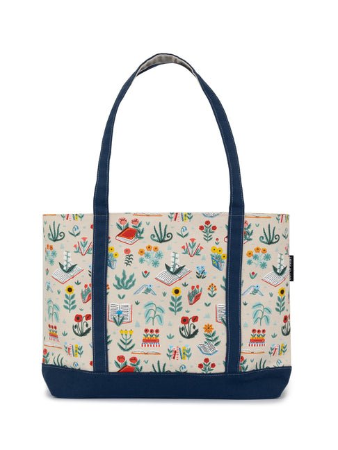 Books & Blooms Large Zippered Tote - Ingram