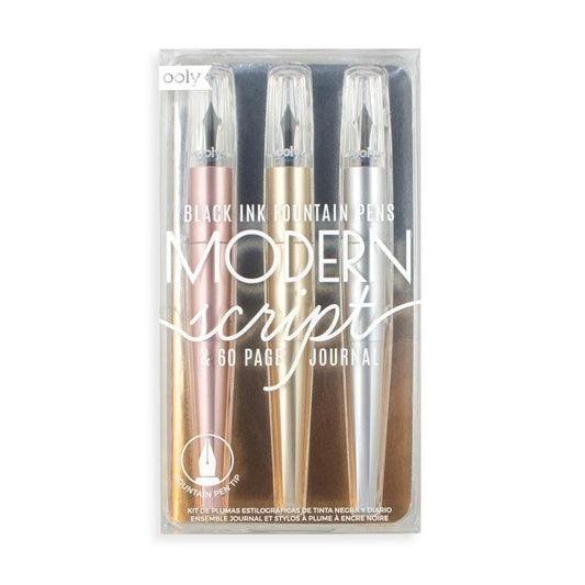 Modern Script Fountain Pens & Journal - 4 PC Set - Ingram