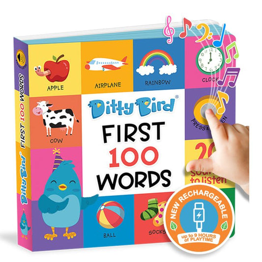 Ditty Bird First 100 Words Interactive Sound Book for Toddlers 1- 3 Speech Therapy Educational Learning Books for 1 Year Old - Ingram