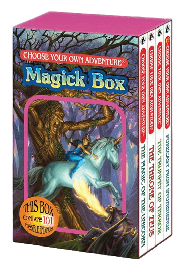 Magick Box from Choose Your Own Adventure series with fantasy design and unicorn illustration.