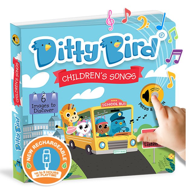 Ditty Bird Children's Songs Interactive Musical Book for Toddlers 1- 3 Nursery Rhymes Musical Books Wheels on the Bus - Ingram