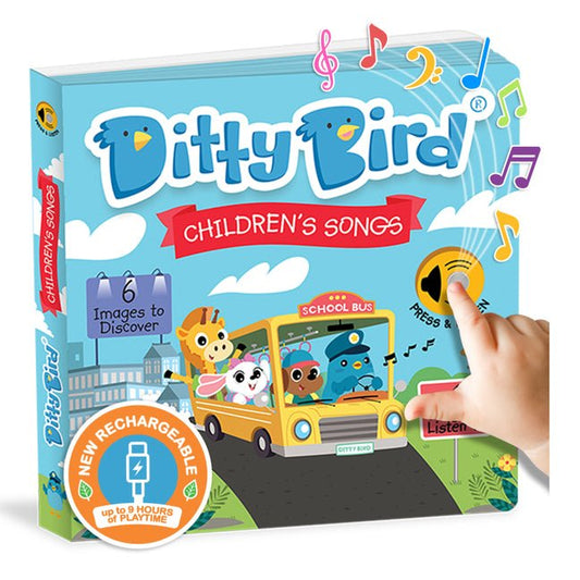 Ditty Bird Children's Songs Interactive Musical Book for Toddlers 1- 3 Nursery Rhymes Musical Books Wheels on the Bus - Ingram