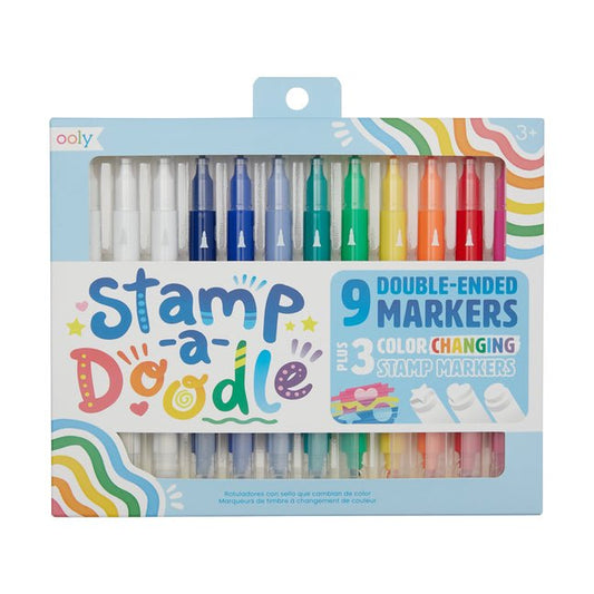 Stamp-A-Doodle Double-Ended Markers (Set of 12 W/ 9 Colors) - Ingram