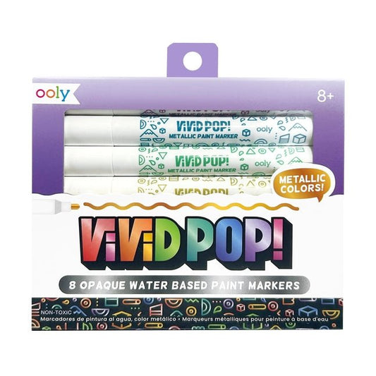 Vivid Pop! Water-Based Paint Markers: Metallic (Set of 8) - Ingram