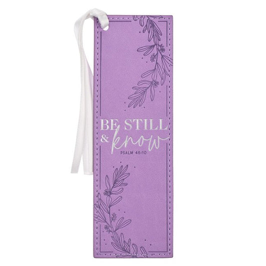 Christian Art Gifts Purple Faux Leather Purple Floral Bookmark for Women: Be Still and Know - Psalm 46:10 Inspirational Bible Verse, Heat-Debossed & S - Ingram